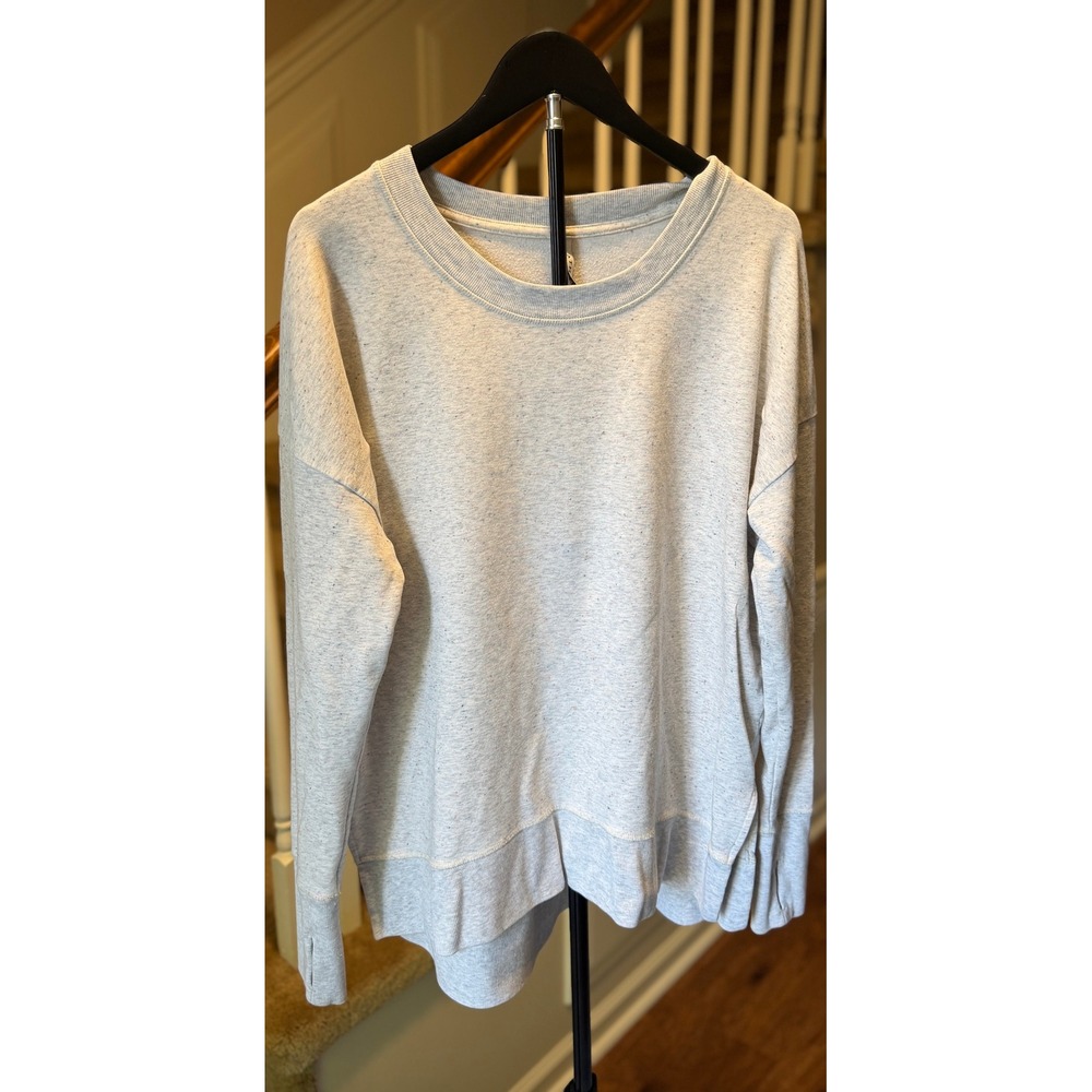 Athleta Purist Sweatshirt Gray Heather Speckle Thumbhole Pullover Large